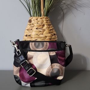 Coach Snaphead Sateen Crossbody Bag Purple Black White Beige